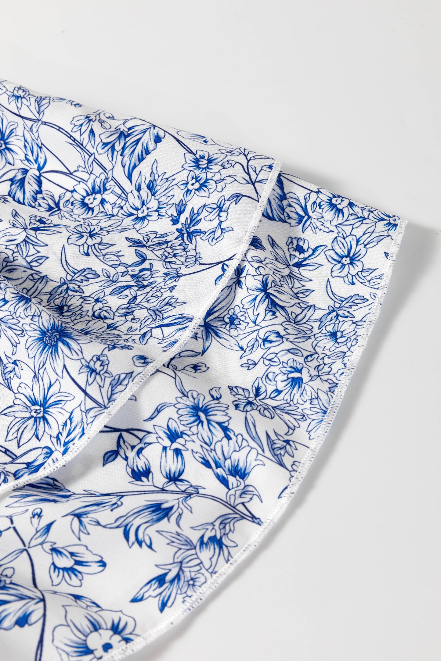Floral Print Square Neck Ruffled Sleeve Shirred Babydoll Blouse