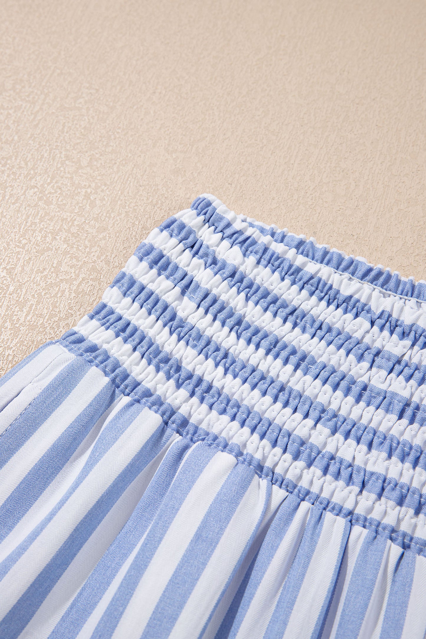 Stripe Shirred High Waist Loose Summer Pants