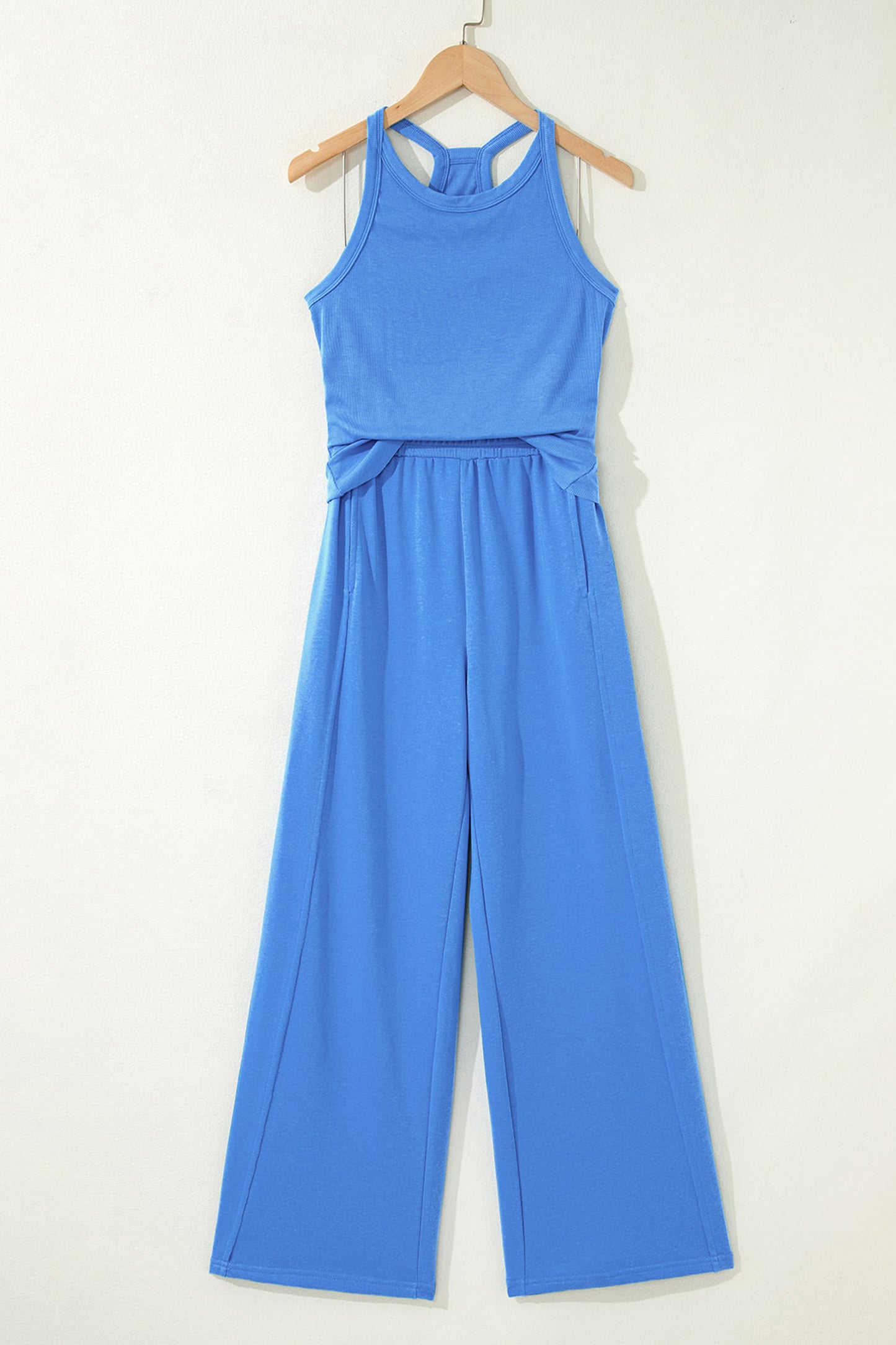 Slim Ribbed Tank Top and Sweatpants Set