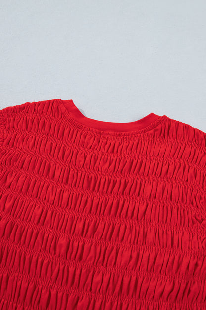 Shirred Slim Fit Ruffle Hem Tank Top