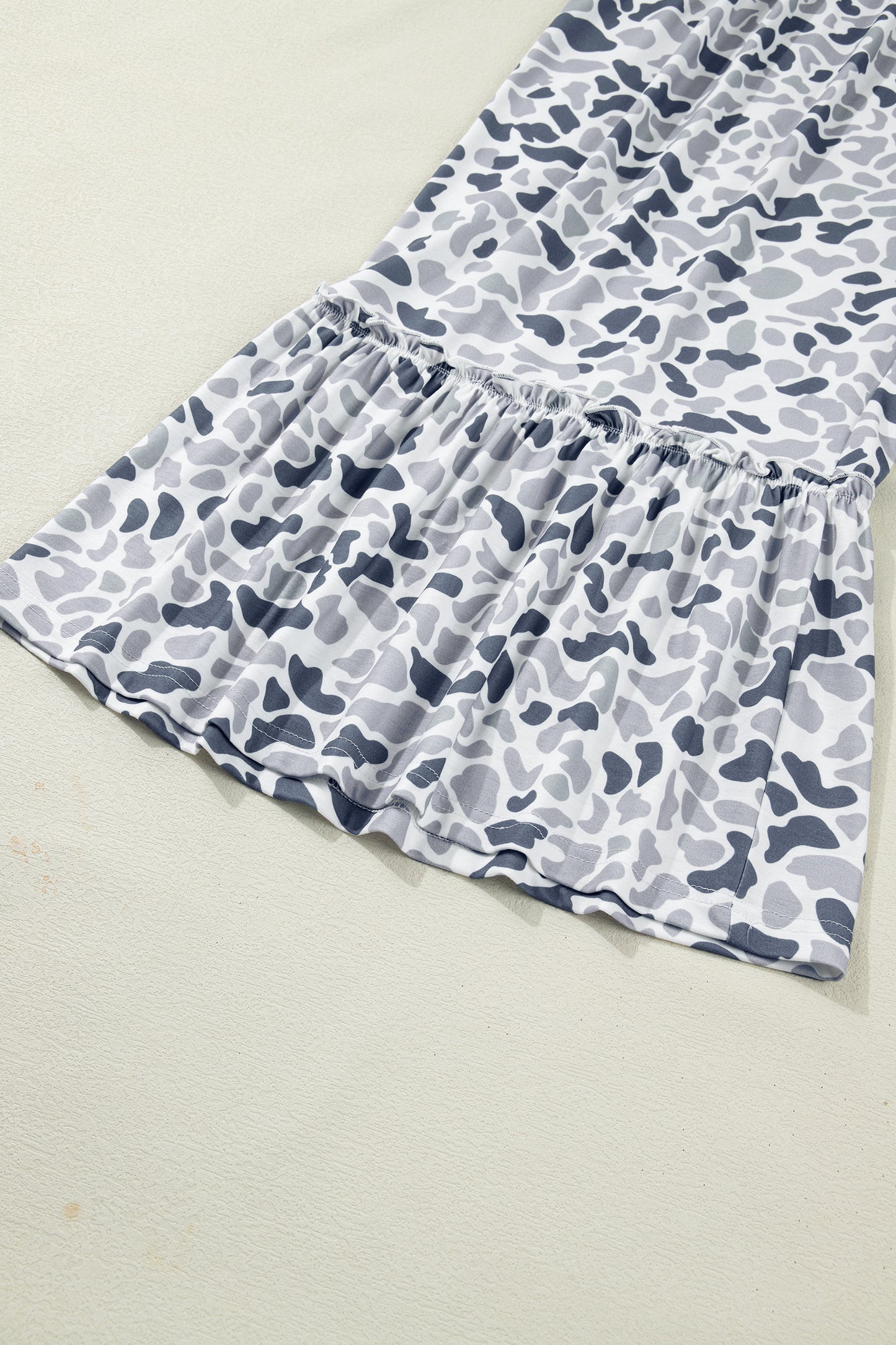 Beige Camo Print Wide Leg Casual Pants