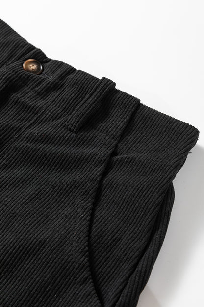 Black Front Slit Shift High Waist Midi Skirt