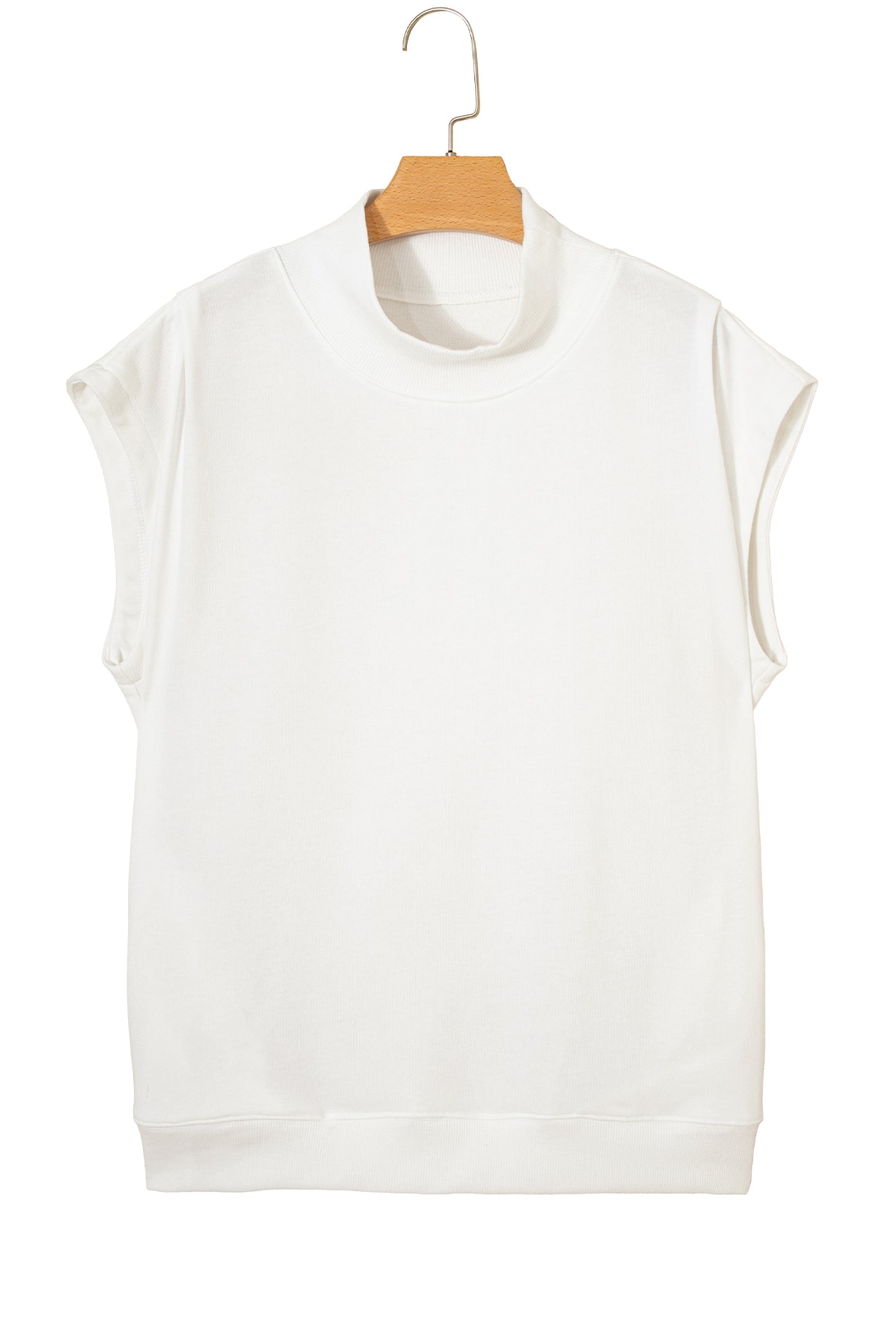 Solid Color High Neck Cap Sleeve Loose Top