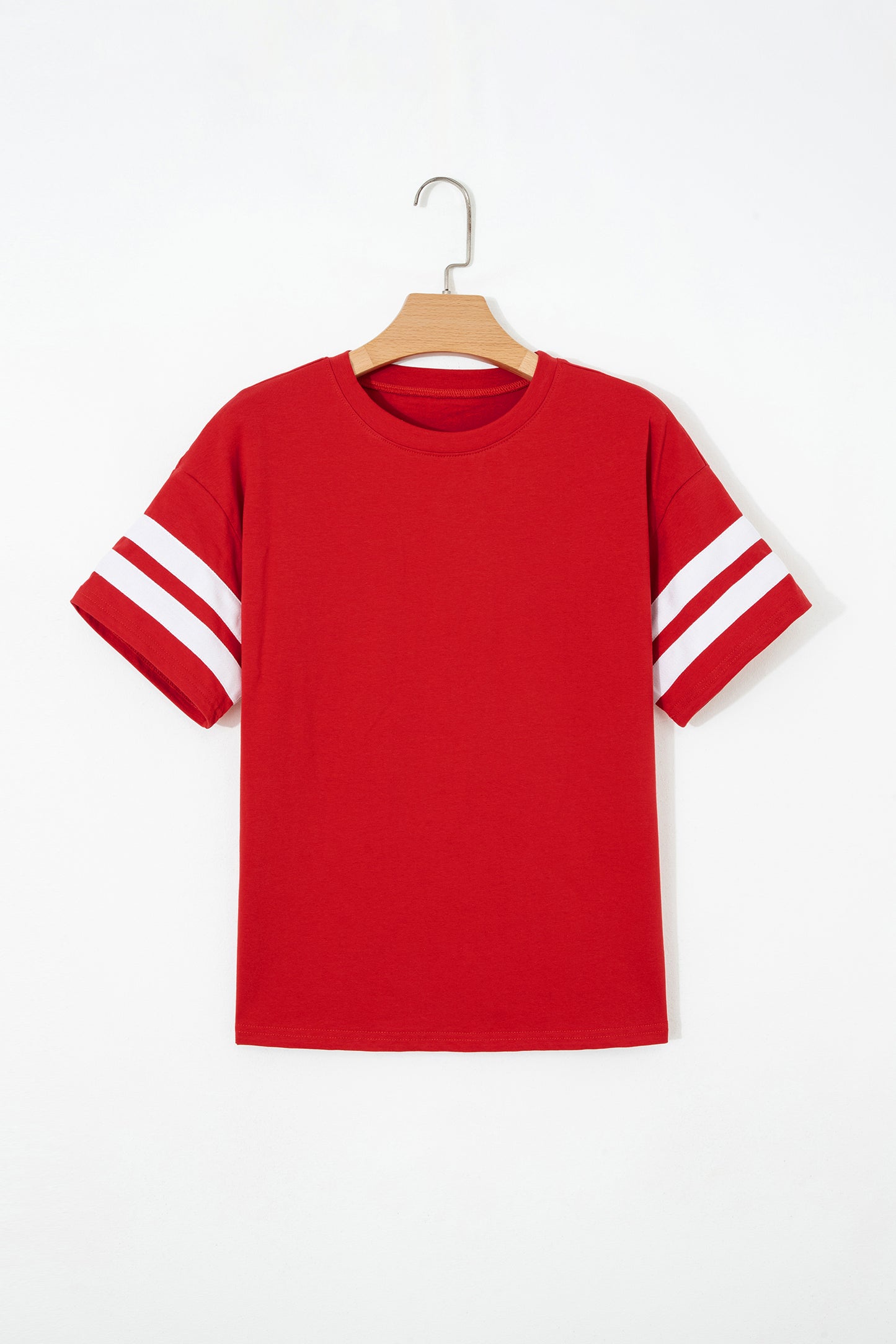 Varsity Striped Short Sleeve Crew Neck T Shirt