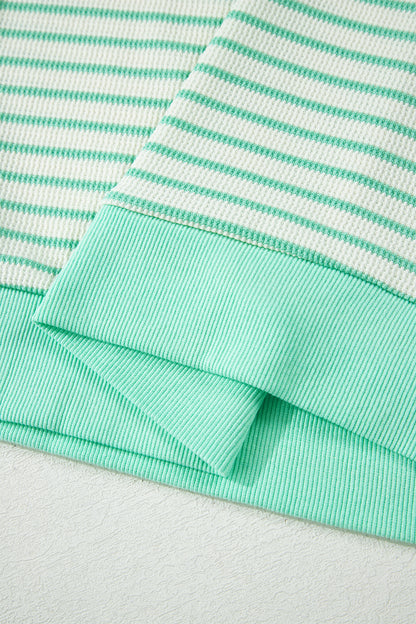 Stripe Colorblock Trim Round Neck Short Sleeve Tee
