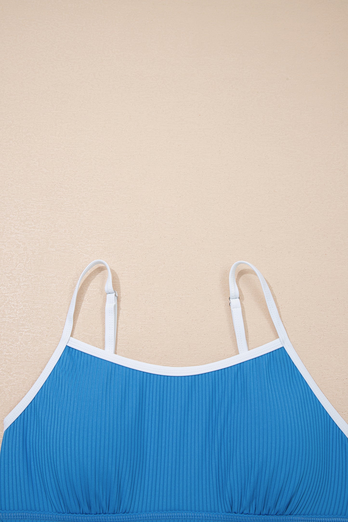 Color Block Edge Ribbed Pocketed Lined Swim Dress