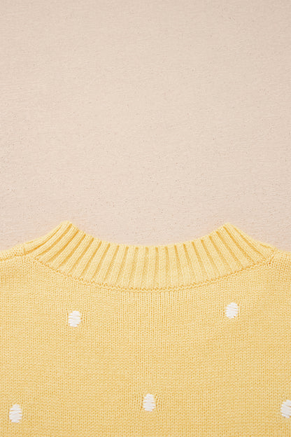 Elegant Polka Dot Bubble Short Sleeve Sweater