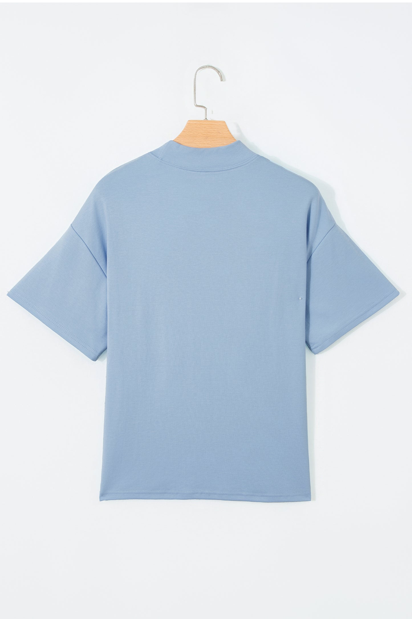 Pink Solid Color High Neck Oversize Tee