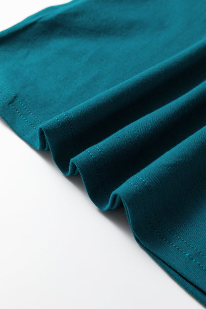 Blue Sapphire Plus Size Solid Color Asymmetric Neck Short Sleeve Blouse