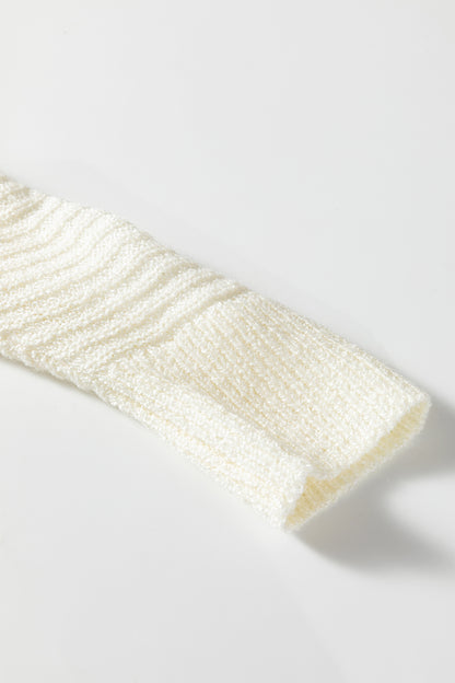 Green Stripe Loose Color Block Drop Shoulder Bubble Sleeve Sweater