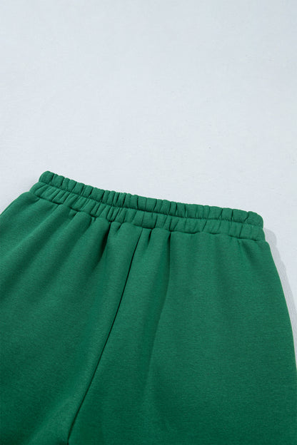Polka Dot Trim Baggy Pullover 2pcs Short Set