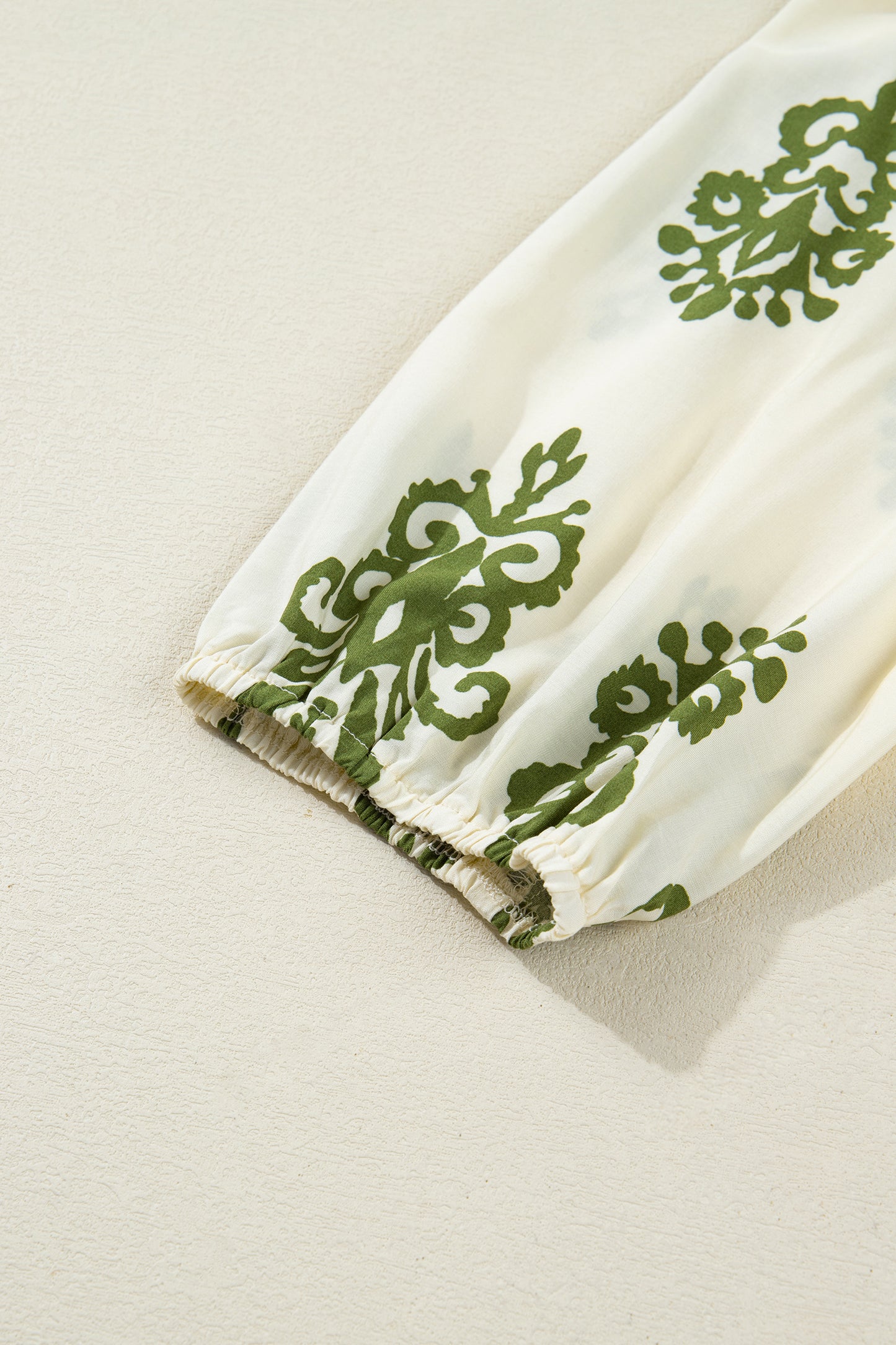 Apricot Floral Print Tie V Neck Button Down Puffy Half Sleeve Shirt