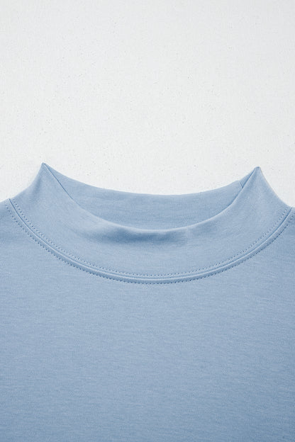 Pink Solid Color High Neck Oversize Tee