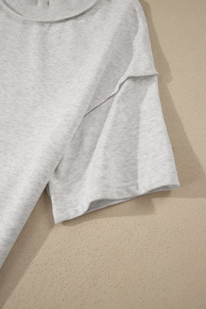 Exposed Seam Detail Mock Neck Tee