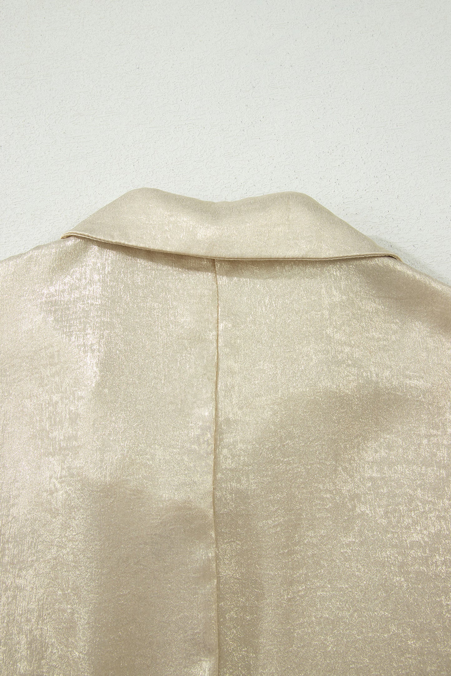 Collared V Neck Half Sleeve Metallic Top