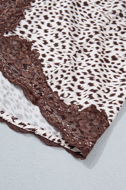 Cheetah Print Trim Split Long Western Skirt