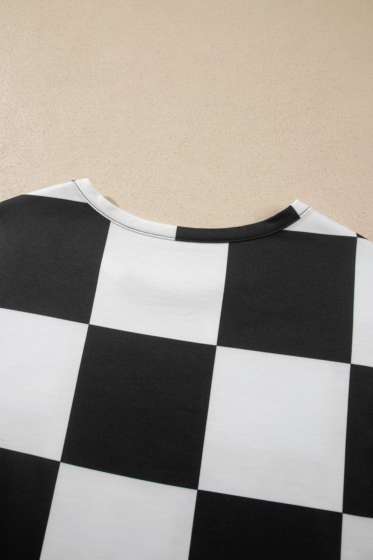 Checkerboard Plaid Long Sleeve Solid Color Shorts 2pcs Set