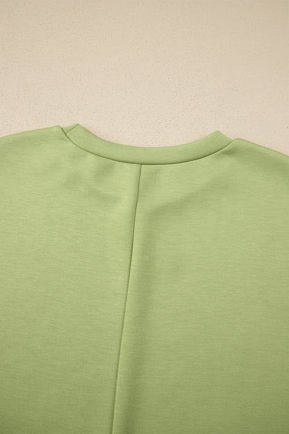 Green Bay Solid Color Long T Shirt Dress with Slits