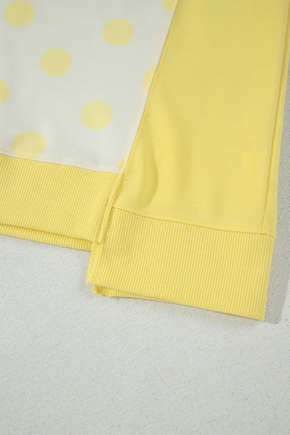 Color Block Patchwork Polka Dot Wide Leg Pant Set