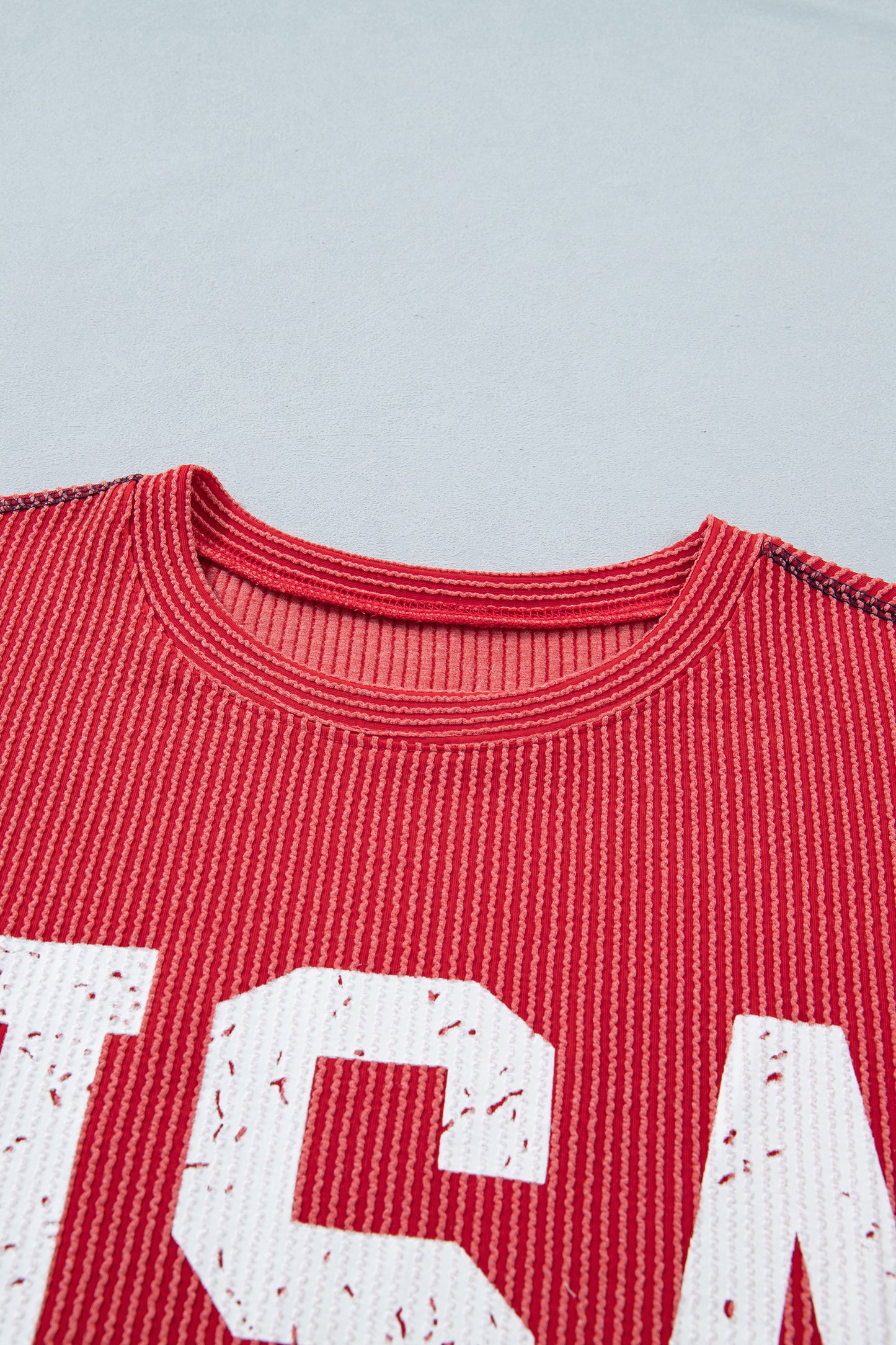 USA Graphic Half Sleeve Loose Ribbed Top