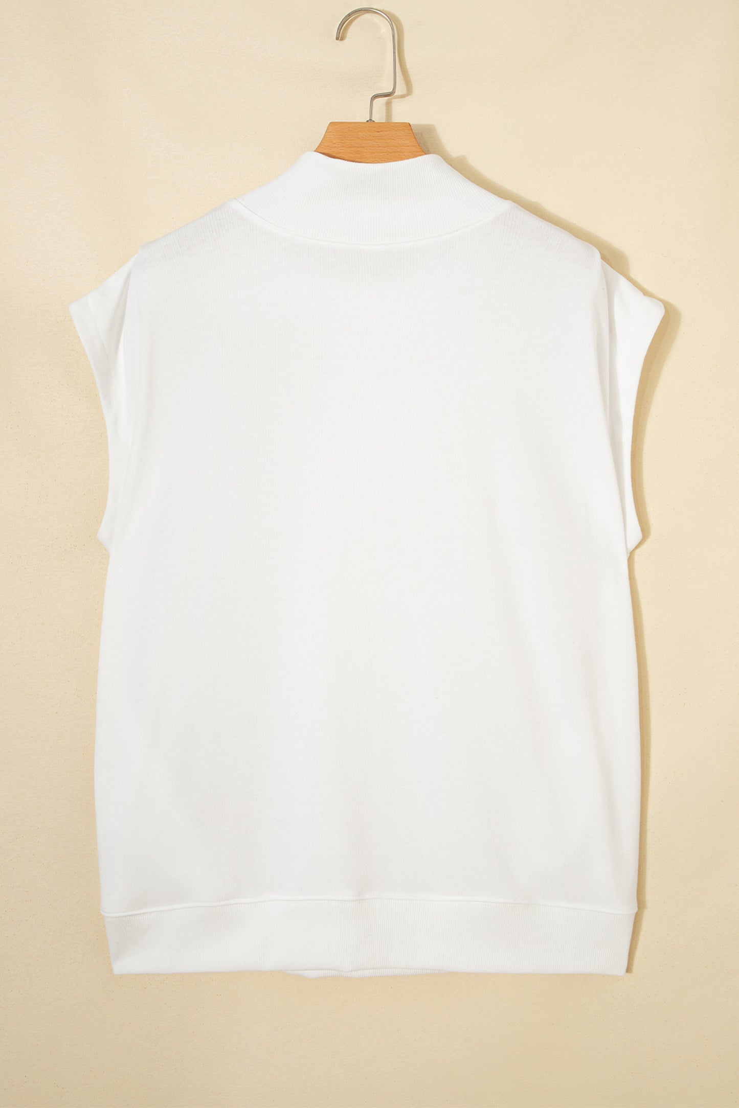 Solid Color High Neck Cap Sleeve Loose Top