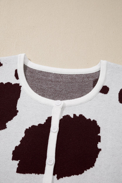 White Western Cow Spots Button Down Sweater Vest