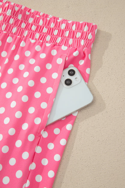 Polka Dot Print Slim Tank Loose Pants 2pcs Outfit