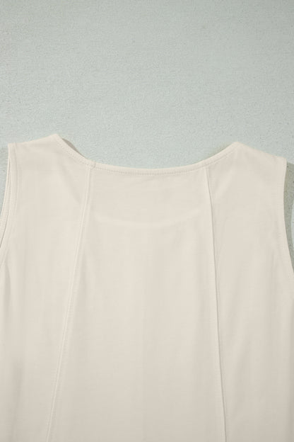 Stitched Detail Loose Tank Top Cotton 2pcs Short Set