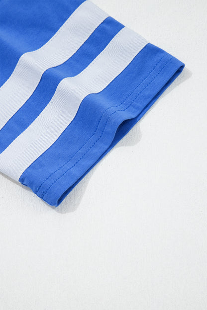 Varsity Striped Short Sleeve Crew Neck T Shirt
