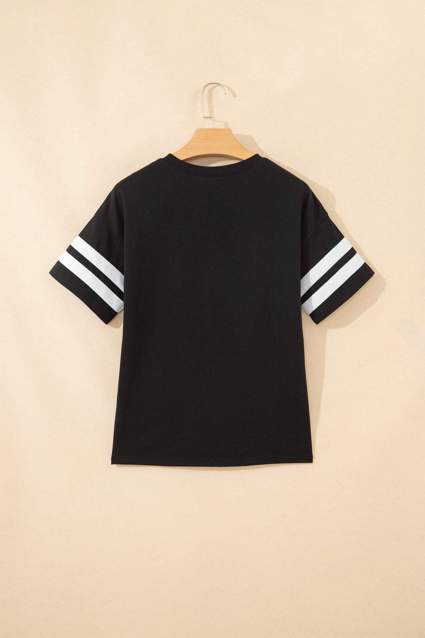 Varsity Striped Short Sleeve Crew Neck T Shirt
