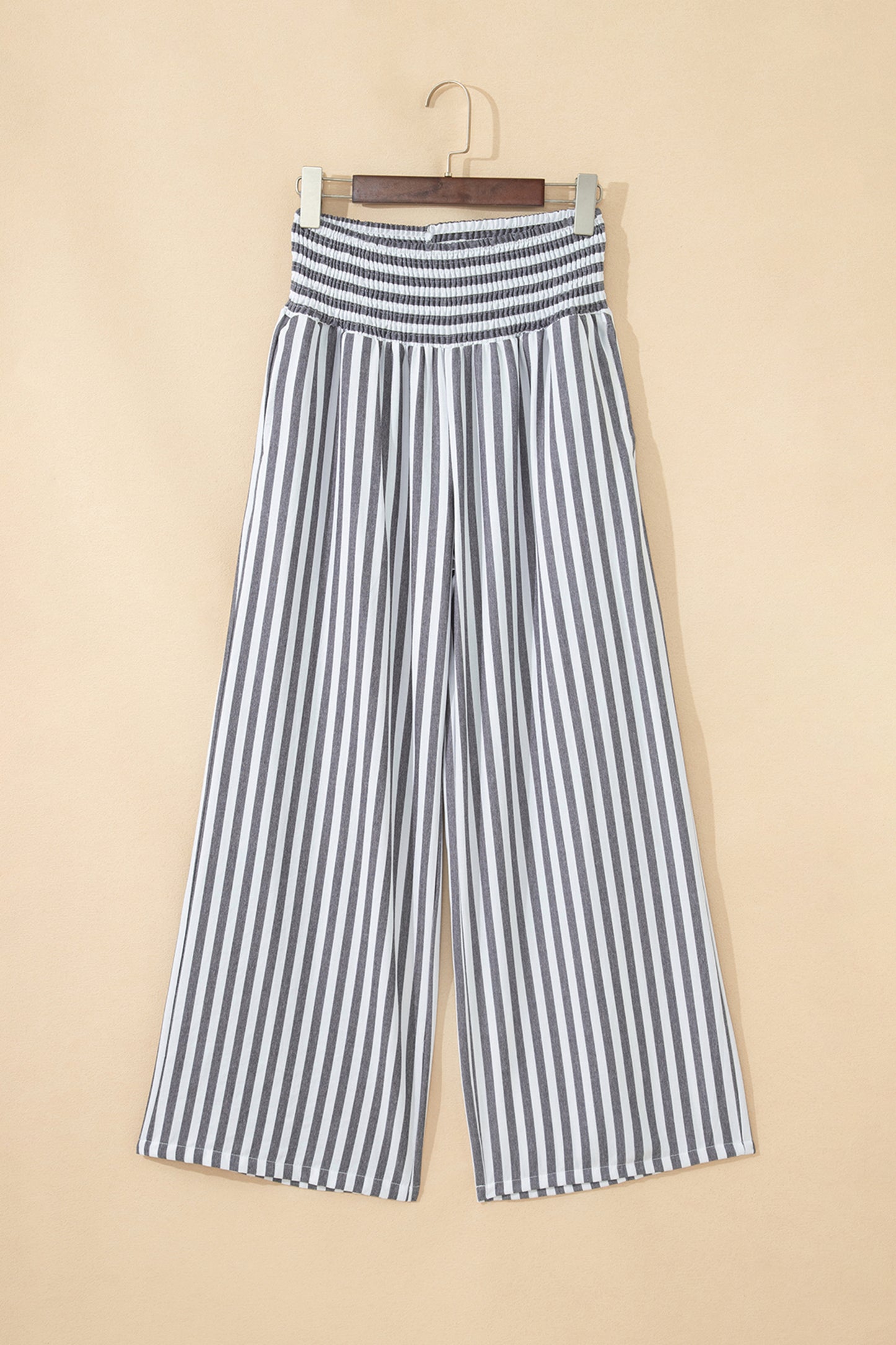 Stripe Shirred High Waist Loose Summer Pants