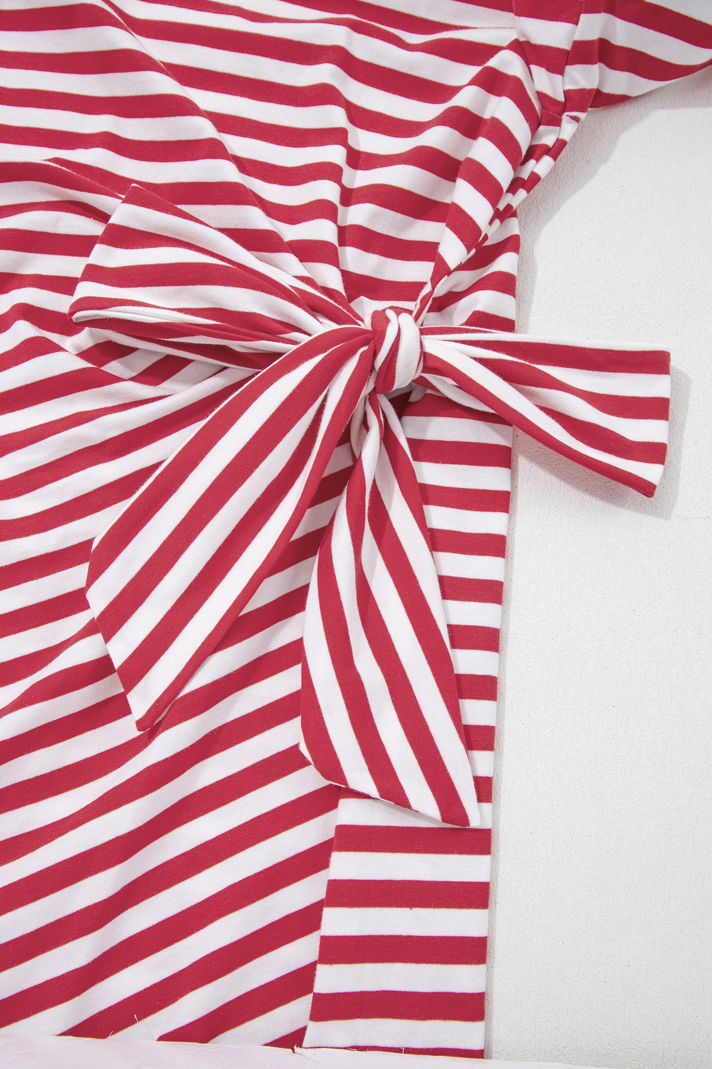 Stripe Nautical Tie Contrast Trim Round Neck T Shirt Mini Dress