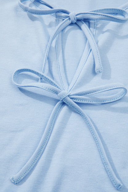 White Plus Size Solid Color Bow Tie Peplum Tank Top