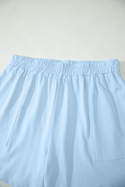Stitched Detail Loose Tank Top Cotton 2pcs Short Set
