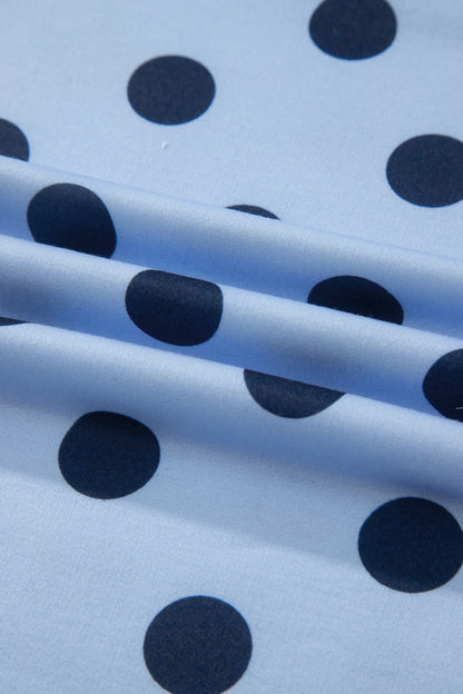 Color Block Trim Polka Dot Casual Tee