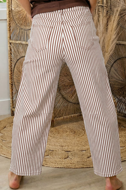 Stripe Casual Barrel Jeans