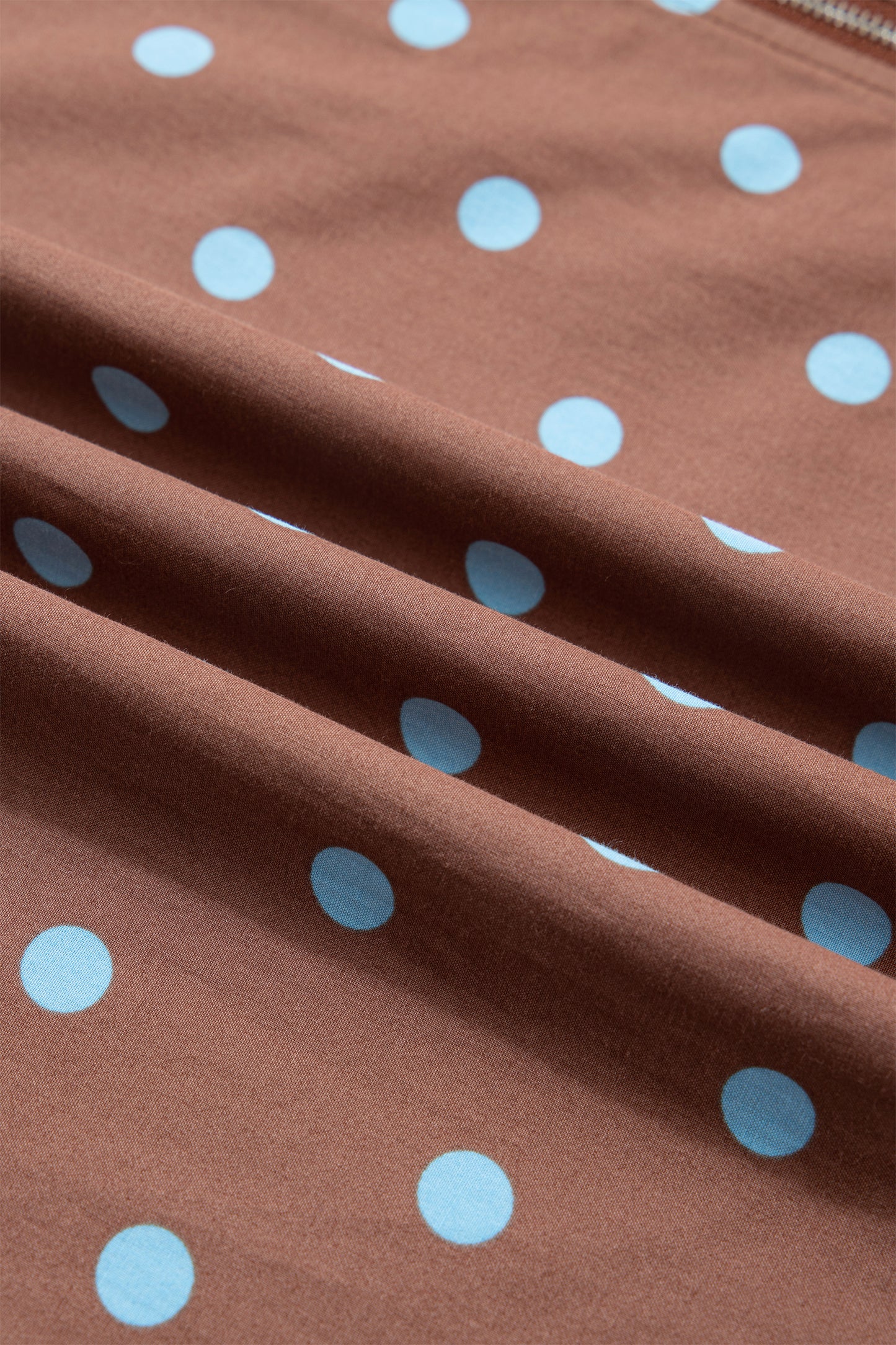 Polka Dot Print Contrast Trim V Neck Zip Up Sleeveless Dress
