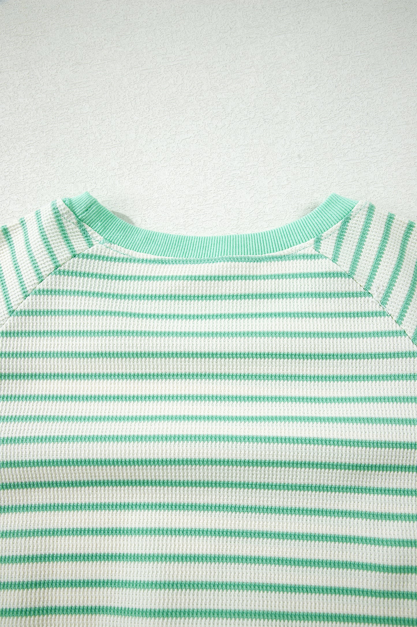 Stripe Colorblock Trim Round Neck Short Sleeve Tee
