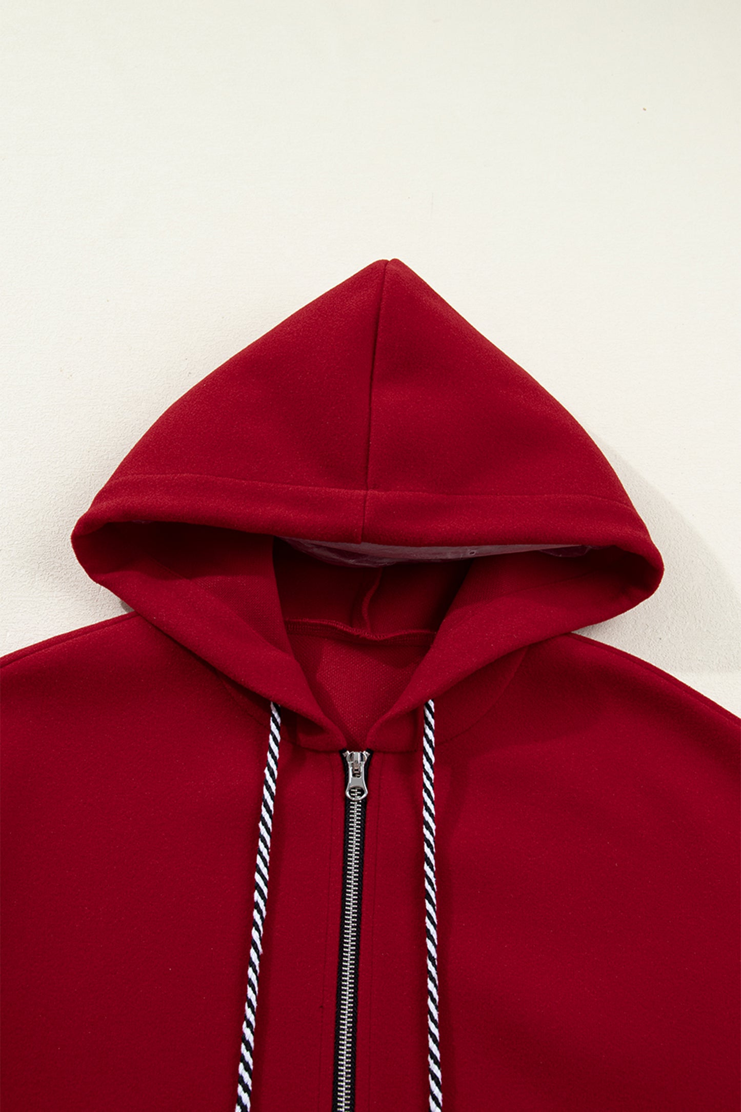 Four Leaf Clover Contrast Cuffed Drop Shoulder Zip up Tunic Hoodie