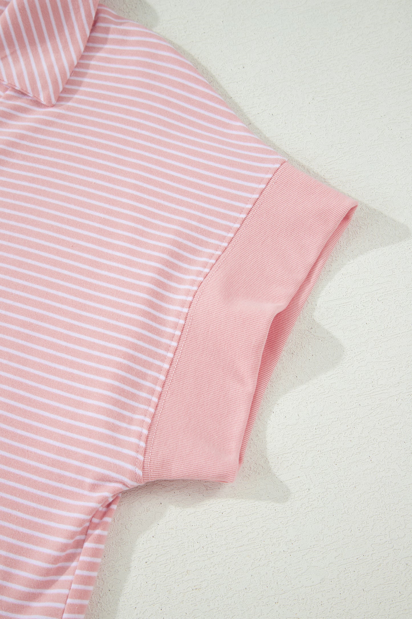 Stripe Dolman Sleeve Polo Shirt and Drawstring Shorts Set