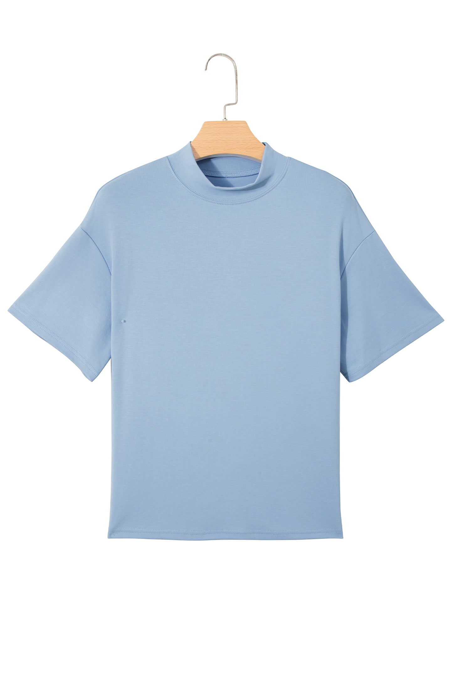 Pink Solid Color High Neck Oversize Tee