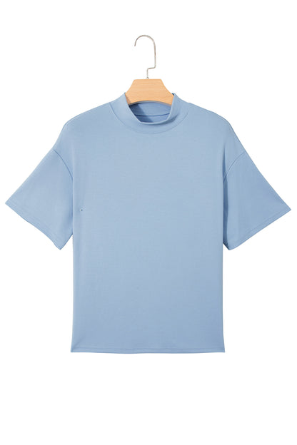 Pink Solid Color High Neck Oversize Tee