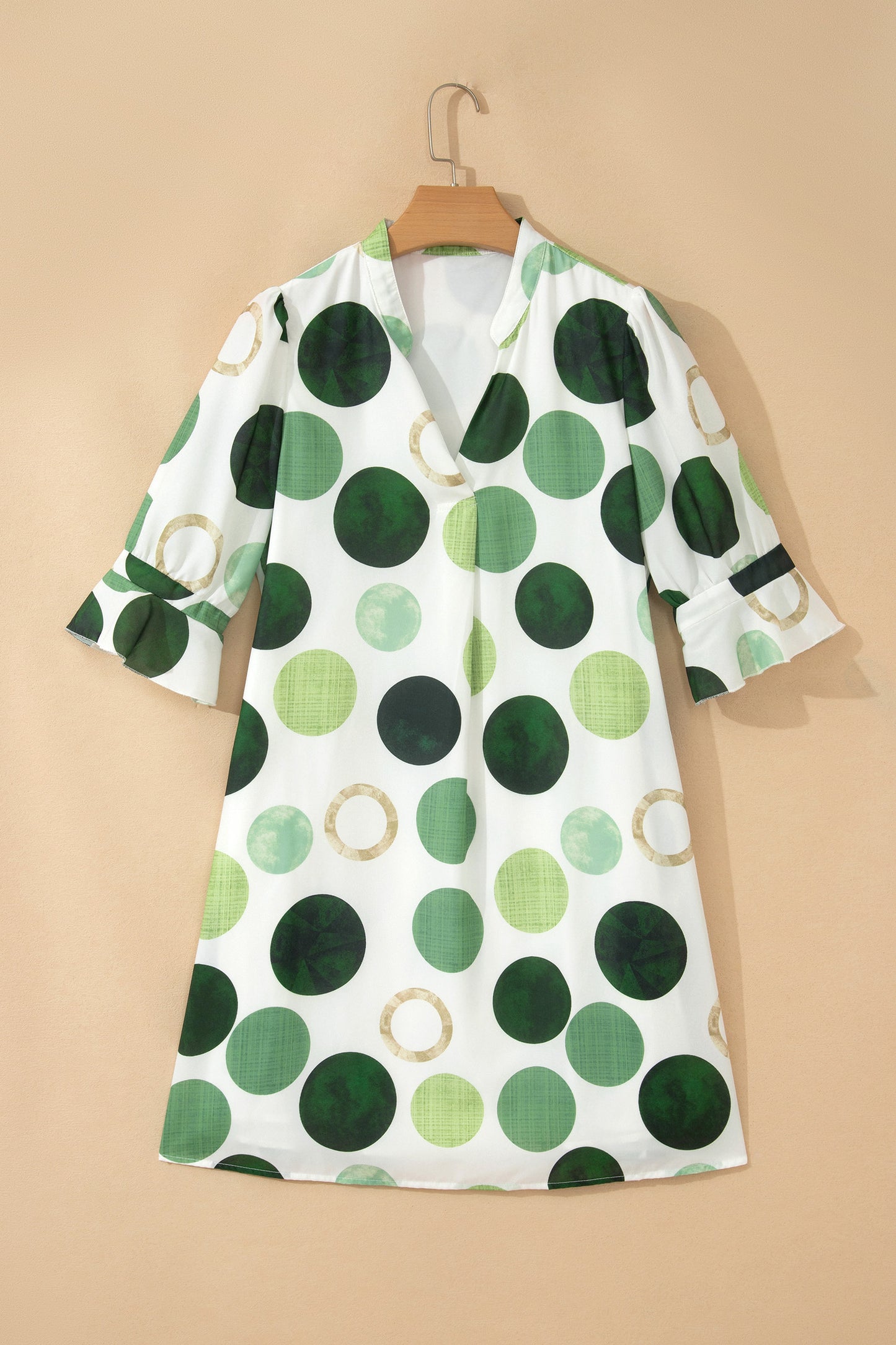 Polka Dot Print Flounced Half Sleeve Casual Vacation Style Mini Dress