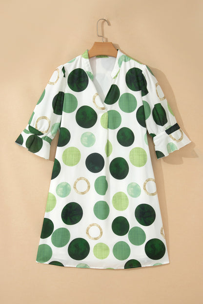 Polka Dot Print Flounced Half Sleeve Casual Vacation Style Mini Dress