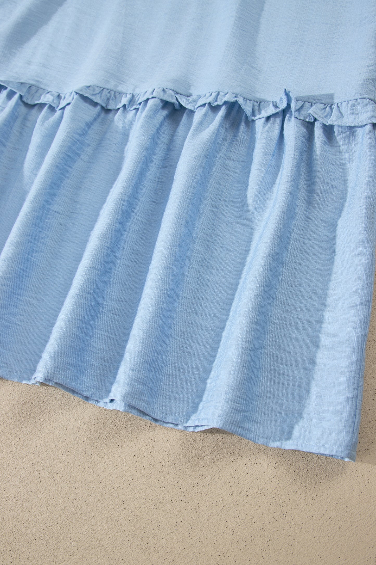 Solid Color Ruffle Trim High Waist Sleeveless Maxi Dress