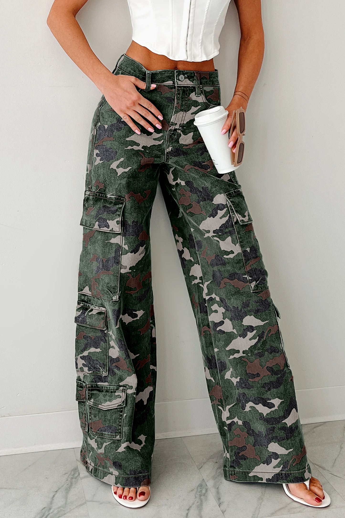 Camo Cargo Wide Leg Pants