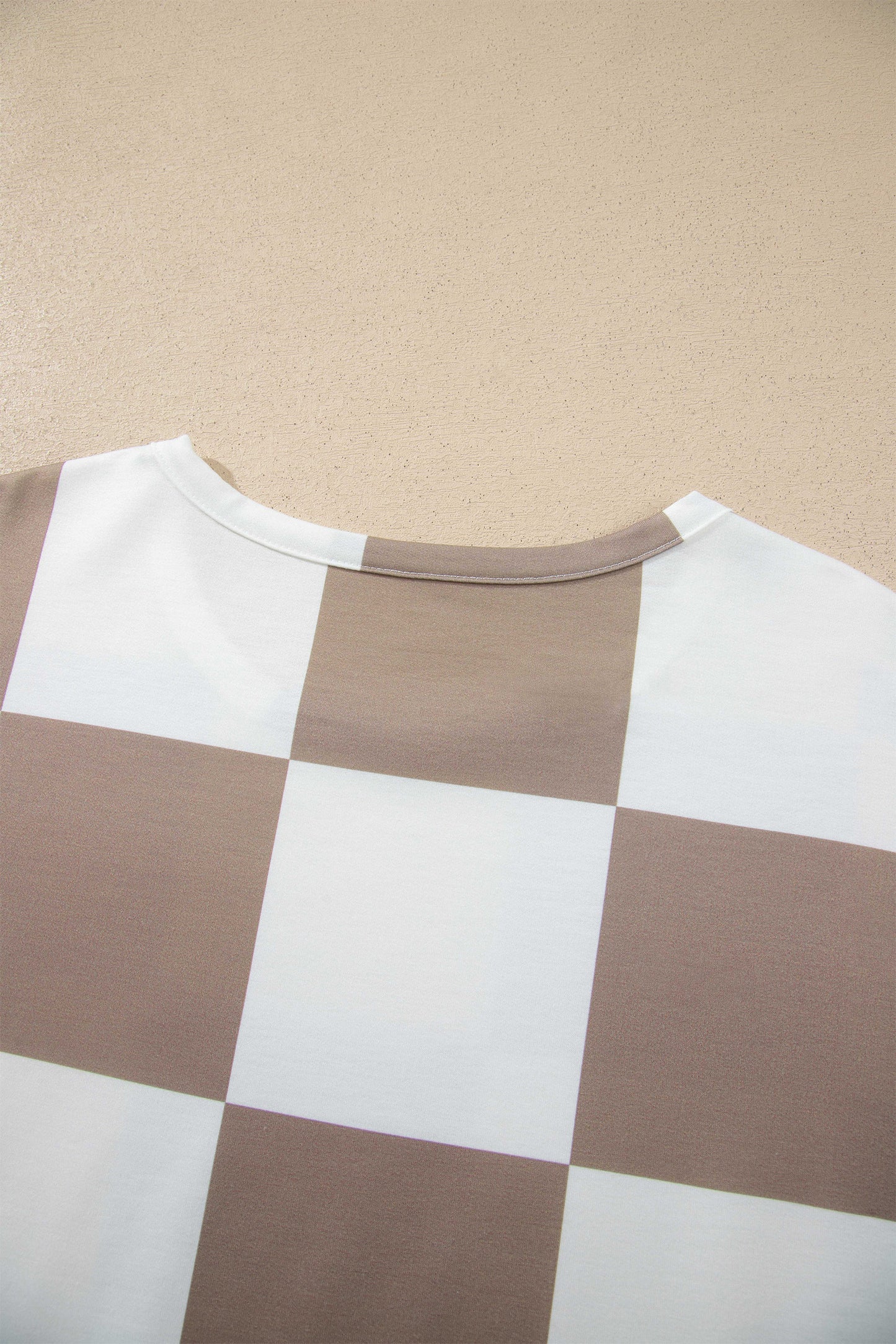 Checkerboard Plaid Long Sleeve Solid Color Shorts 2pcs Set