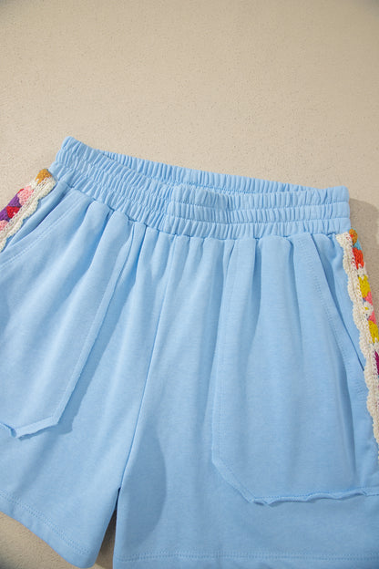 Granny Square Crochet Detail Short 2pcs Set