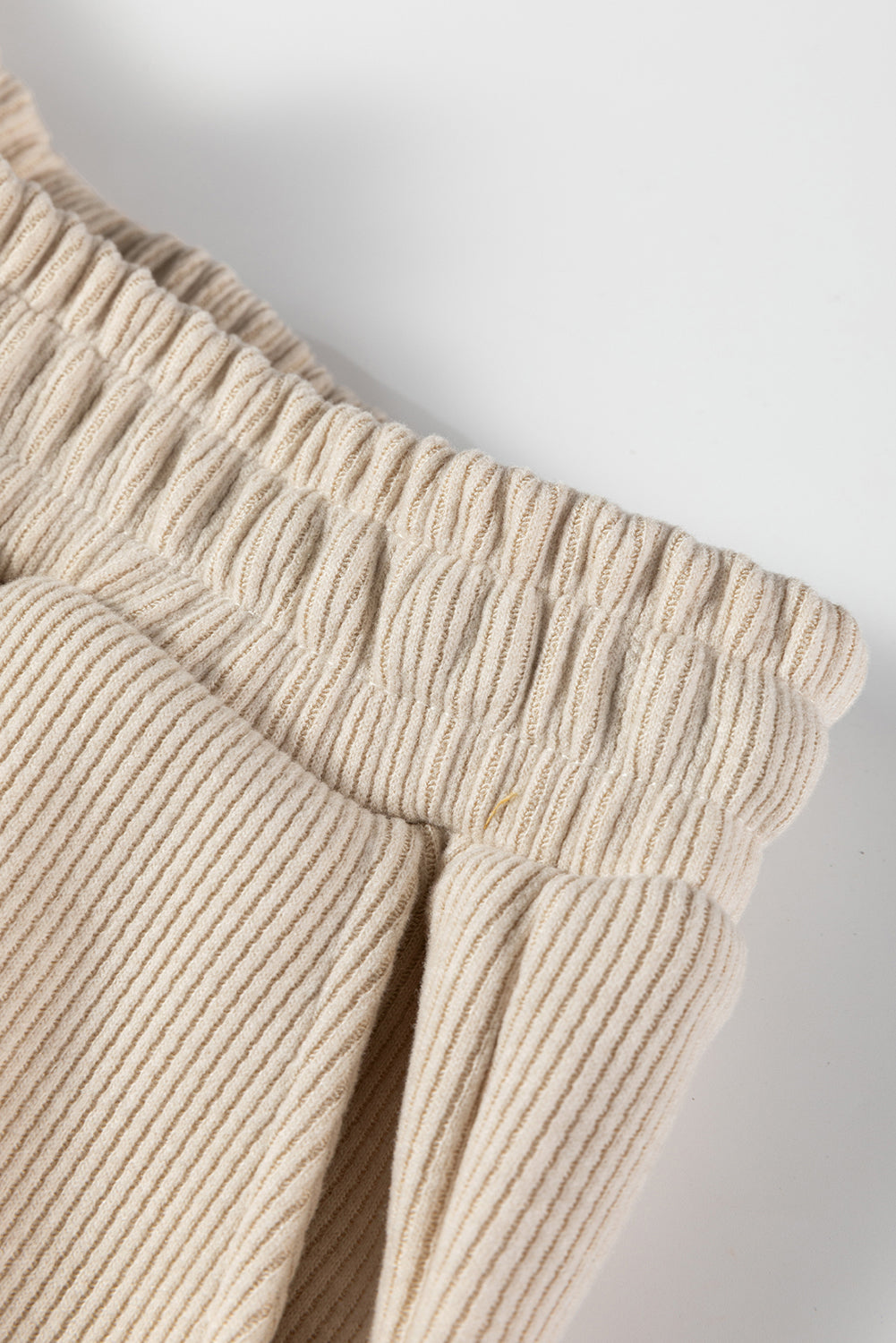 Lace Drawstring Pullover Hoodie and High Waist Pants Corduroy Suit