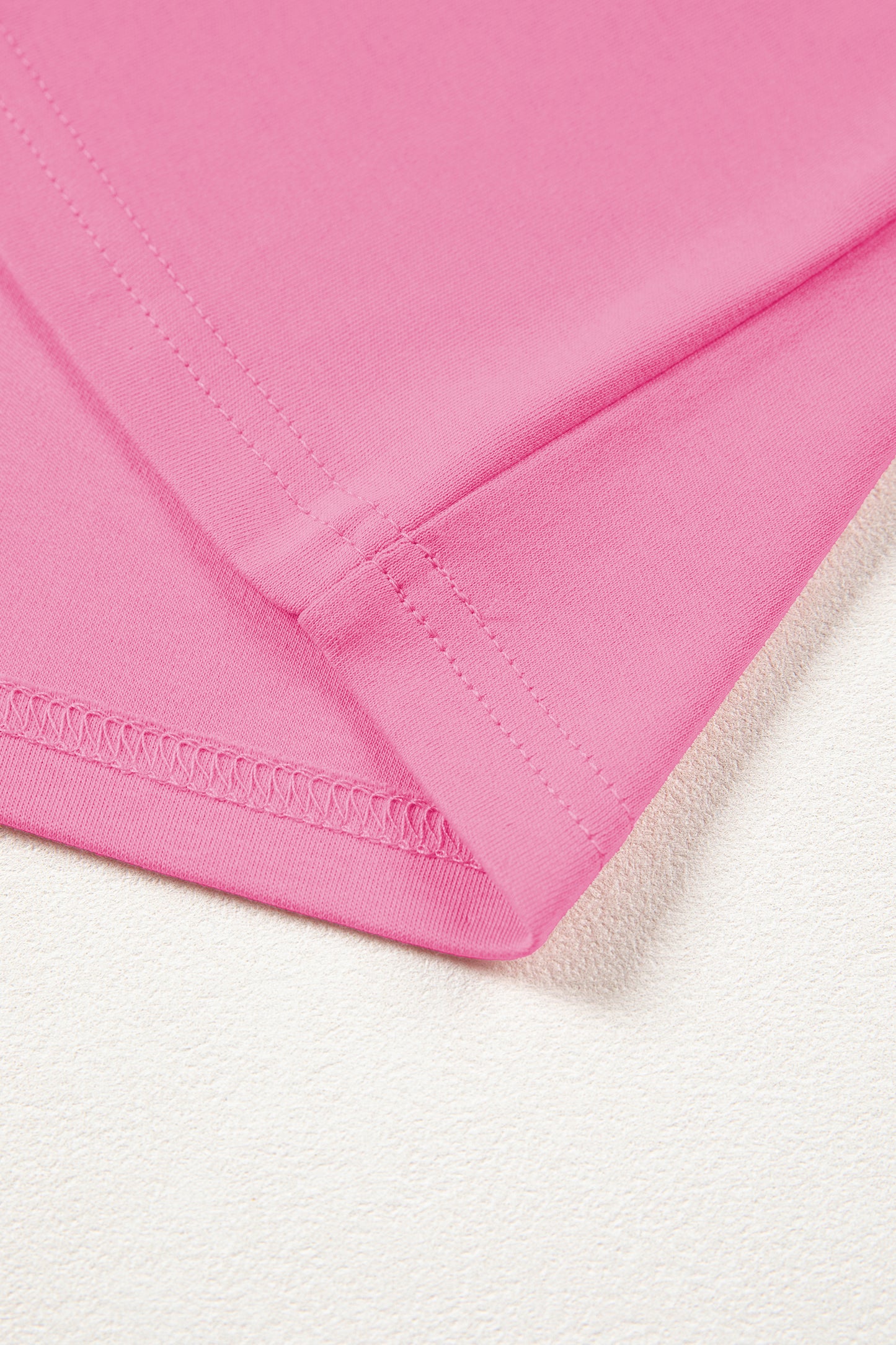 Pink Solid Color High Neck Oversize Tee